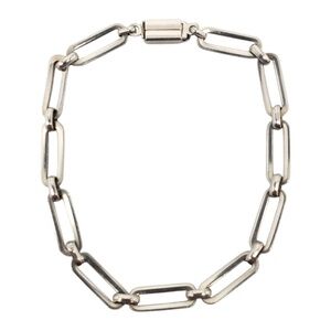 Mexico Sterling Silver Paper Clip Link Bracelet #21200